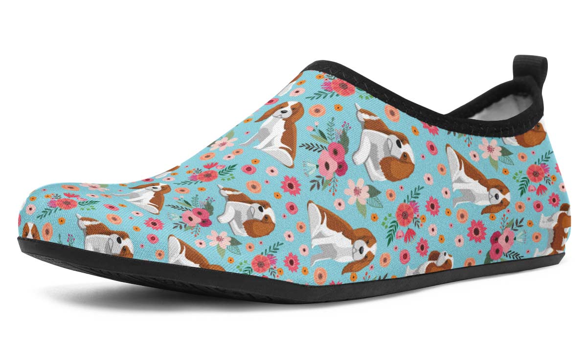 Cavalier King Charles Flower Aqua Barefoot Shoes